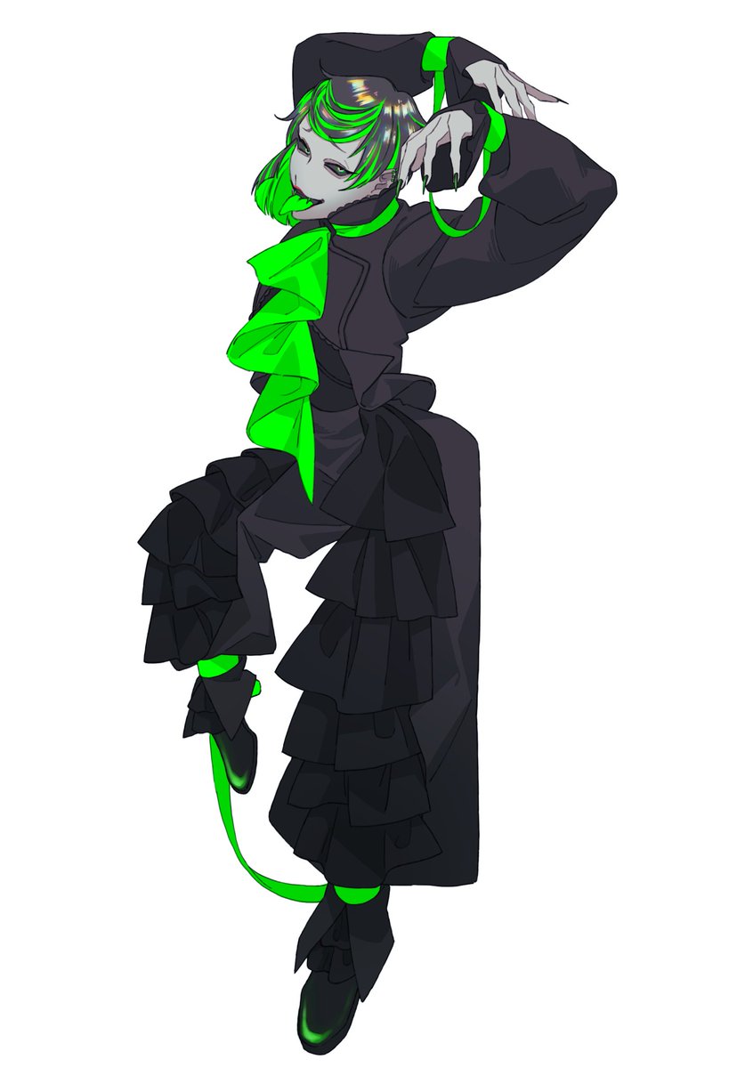 om_elette_'s tweet photo. #誰のキャラデザだゲーム テーマ「ALI PROJECTの曲をイメージしたキャラクター」を主催させていただきました！
わたしのイラスト担当は(1)の暗黒サイケデリックです🖤💚 アンケートを繋げますので、ｏｍのキャラデザだと思われるものにご投票をお願いいたします！🙌🙌 https://t.co/BhLt0tHkYg