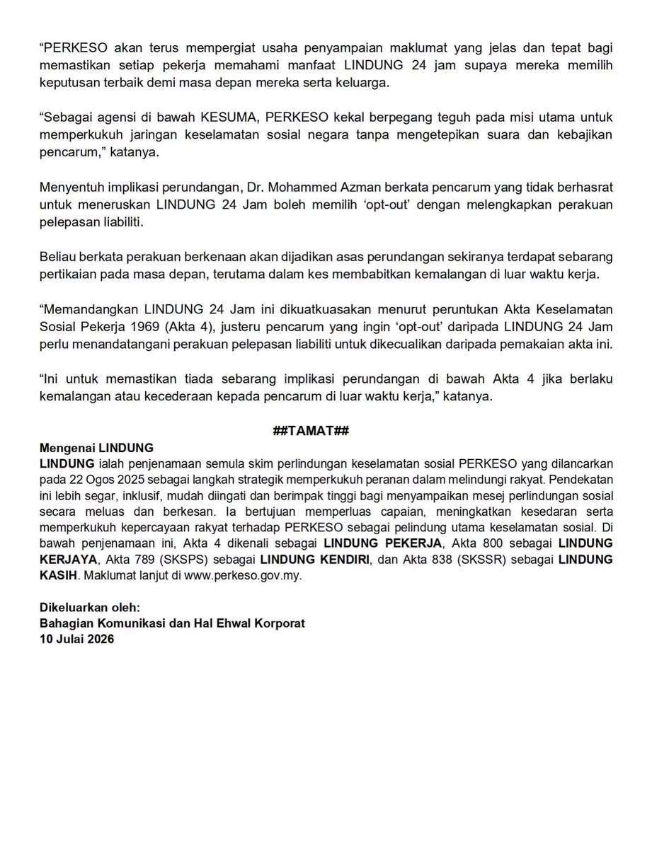 faridaffy's tweet photo. Start Isnin depan kalau sesiapa nak opt-out LINDUNG 24 https://t.co/vdqlRzqMS0