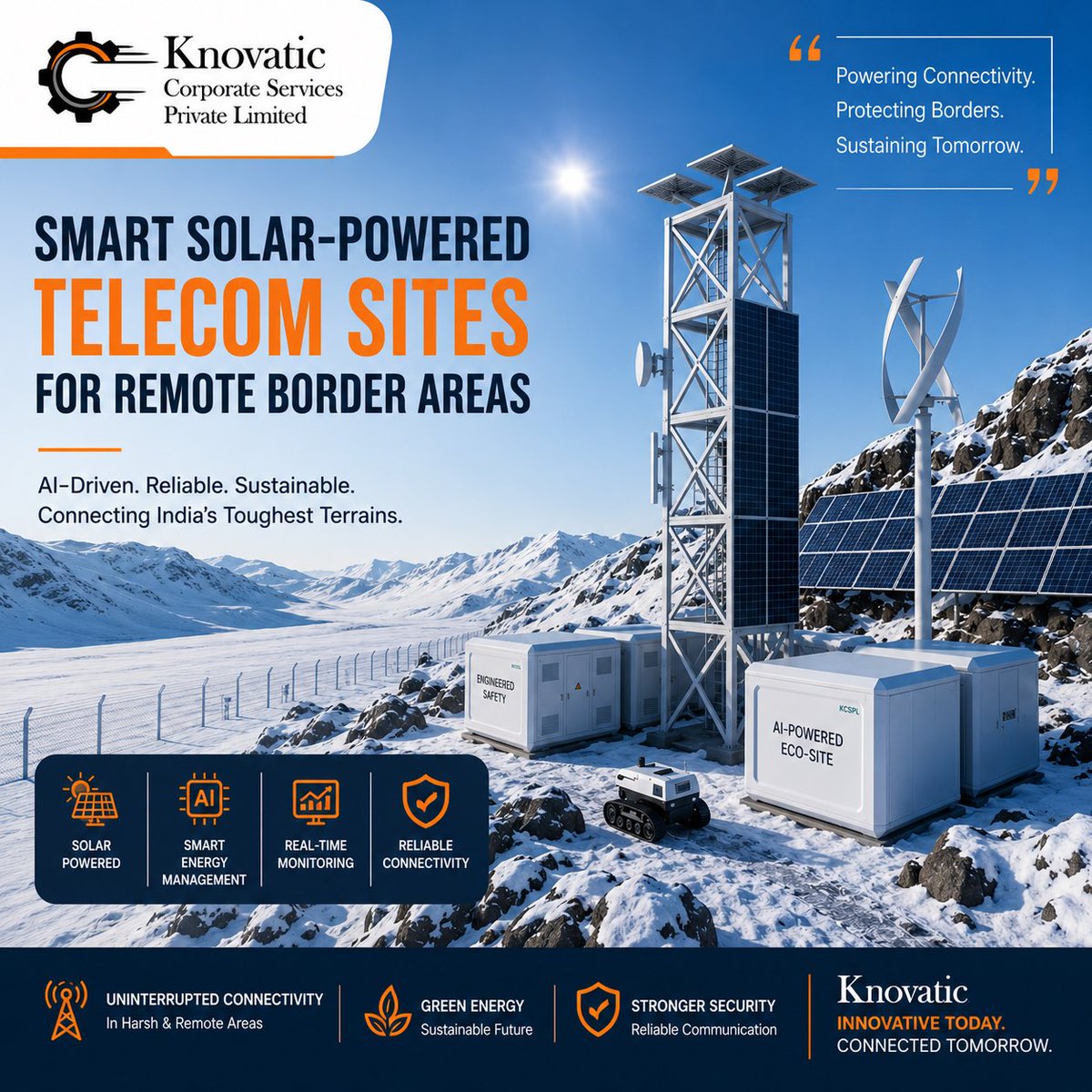 Knovaticcorp's tweet photo. Powering Connectivity with Clean Energy.

At Knovatic Corporate Services Pvt. Ltd., we believe the future of telecommunications lies in sustainable, intelligent, and resilient infrastructure.
@startupindia 
@MissionYouth_JK 
@YuvaJKofficial 
@Shahim_Nisar https://t.co/jYTSOu7GPc