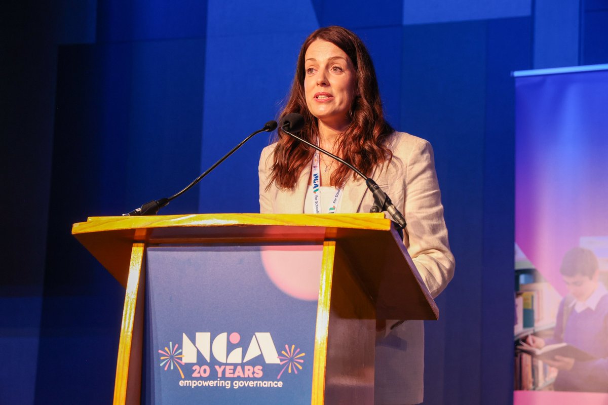 NGAMedia's tweet photo. 👩‍💻 @FionaLawUK discusses the AI support that @GoogleForEdu, one of our conference sponsors, provides for schools and trusts.

We're thrilled to have partnered with Google on a new AI toolkit - watch this space on Monday for an exciting announcement! 👀

#NGAconf https://t.co/og2B2sxK4u