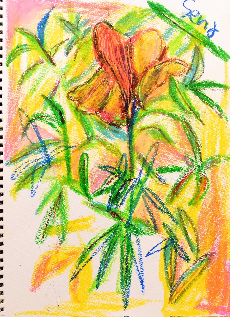 心の金魚草 #イラスト #クレヨン #植物