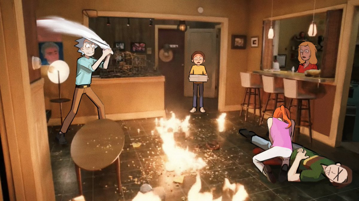 IchikaGrith's tweet photo. 几年前画的Community meme
#RickandMorty https://t.co/G62y7tqTNc