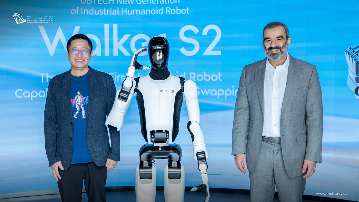McitGovSa's tweet photo. To advance global partnerships in future technologies, H.E. Abdullah Alswaha, @aalswaha, met with the leadership of UBTECH Robotics and explored the company's latest advancements in robotics, supporting efforts to accelerate innovation, localize advanced technologies, and strengthen the competitiveness of the digital economy.