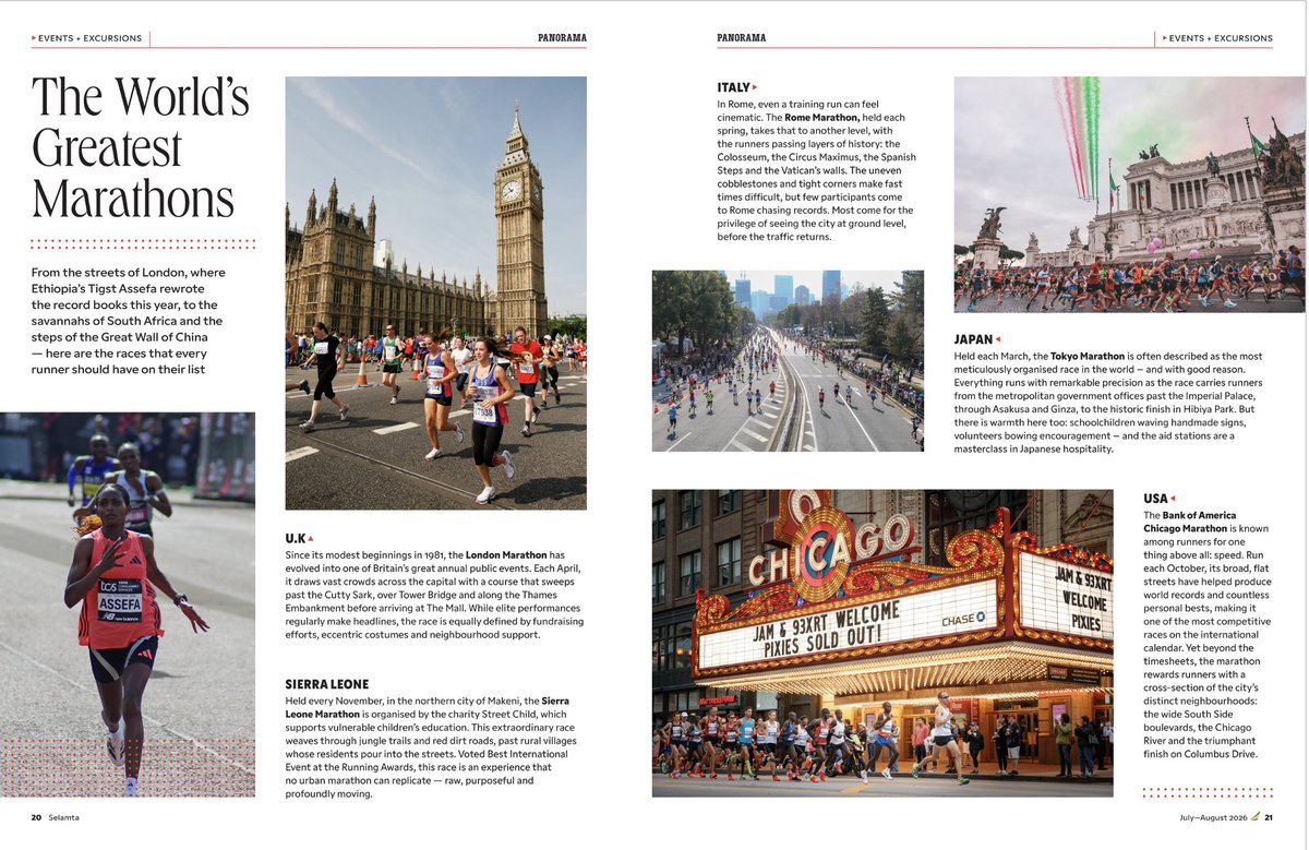 RwenzoriMarathn's tweet photo. BIG moment for Ugandan sport tourism: 

#TuskerLiteRwenzoriMarathon is featured @flyethiopian's inflight magazine Selamta.

It reaches 2 million travellers every month! 😍

Article is "World's Greatest Marathons" on Page 20.

Link ➡️
https://t.co/it5zLq8Mxu https://t.co/Wzl0BRqZhC