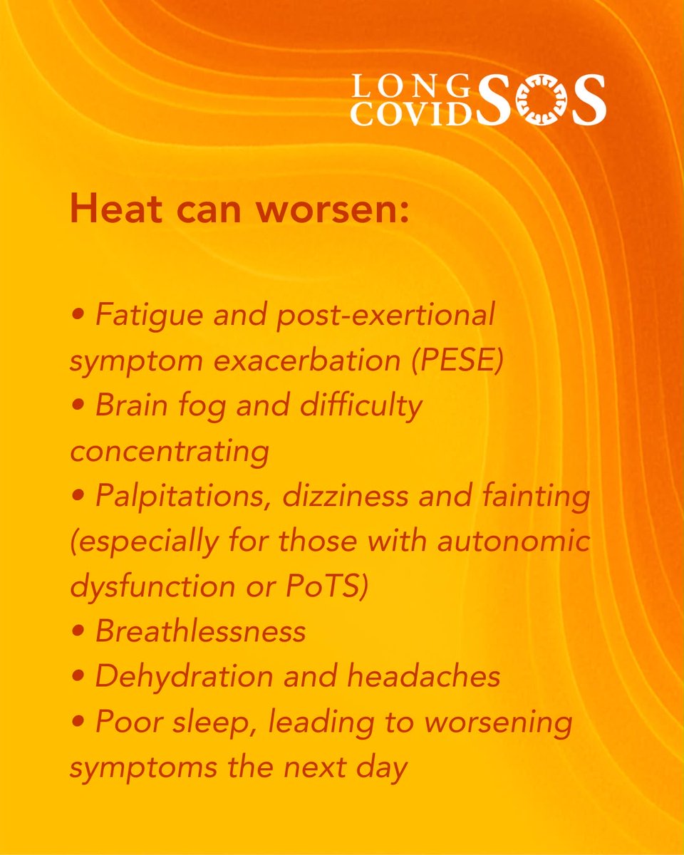 LongCovidSOS's tweet photo. #Heatwave and #LongCovid 🌞
For many people with Long Covid, a heatwave is much more than an inconvenience. High temperatures can place extra strain on a body that is already working as hard as it can. 
⬇️ https://t.co/LgBol98HyJ