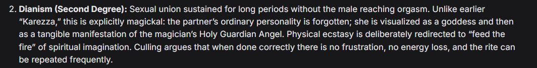 1NameLess000's tweet photo. My opinion: i do not agree that orgasm should not be reached as man could have a multiple orgasms when done right. 

summary of Louis T. Culling’s A Manual of Sex Magick (1971): https://t.co/mpHutV61ev