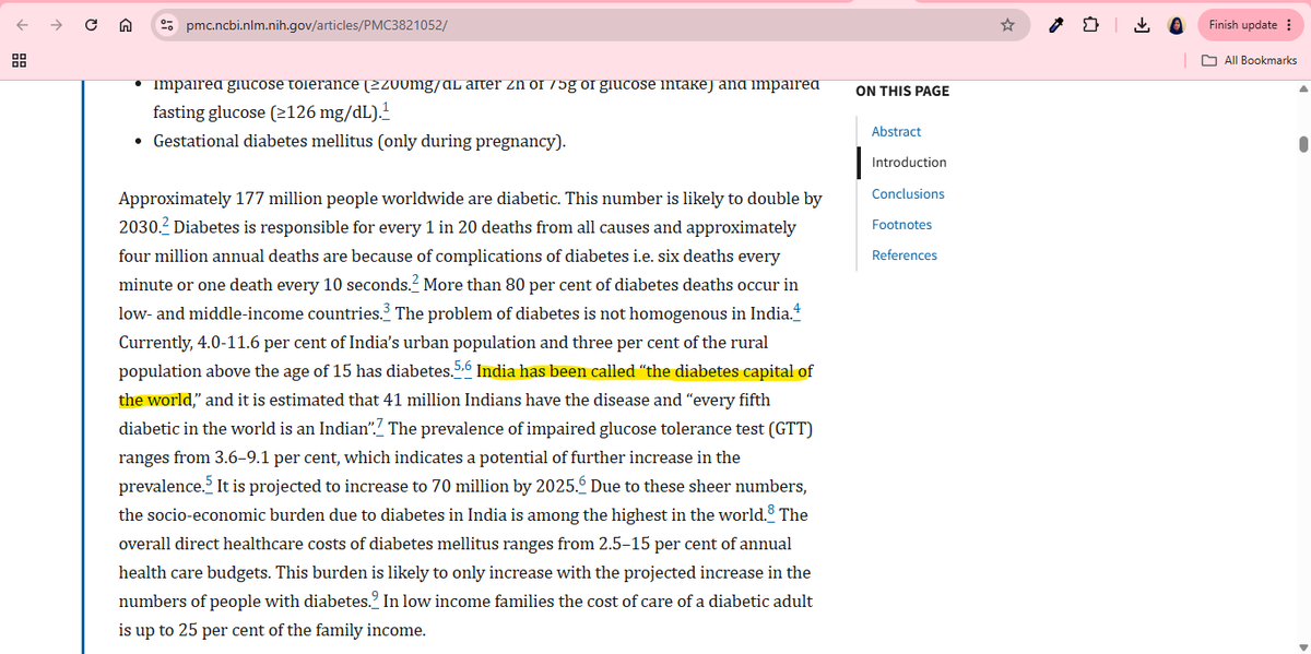 PrithSays's tweet photo. @mud_bhardwaaj @yoursnandieni Since you asked me to "read a science book," here's a peer-reviewed paper indexed on PubMed:

"India has been called the diabetes capital of the world."

Next time, try reading medical literature before the condescending tone. https://t.co/7WQgoz5s89