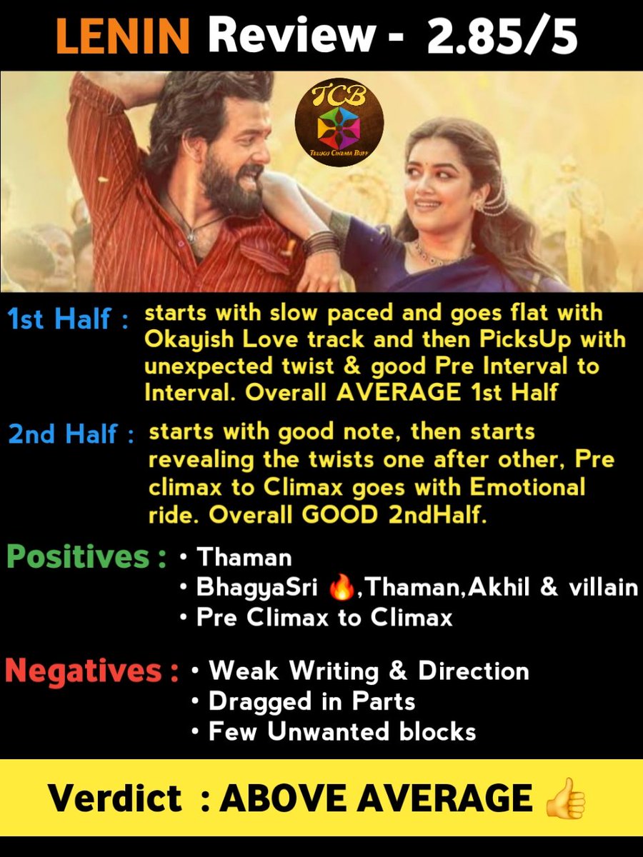 TCB_update_'s tweet photo. Here is Our Review 

#LeninReview / #Lenin / #akhilakkineni https://t.co/OHkwCaZamc
