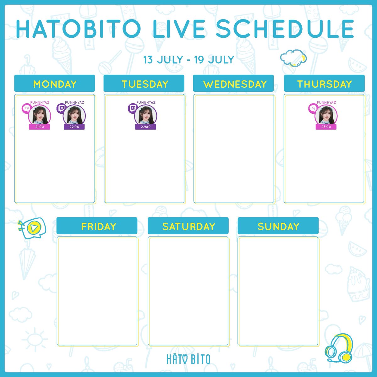 HatoBito_TH's tweet photo. ✨ HatoBito
: Live on TWITCH & JOYLADA :
Schedule 13 July - 19 July
˚ʚ♡ɞ˚--------------------˚ʚ♡ɞ˚
: SNS :
▶ https://t.co/KHj2miiCj6
#HatoBitoKoiiroSummer #HatoBito #ALotOfTone
#Twitch #TwitchTH #JoyladaOfficial #Joylada #จอยลดา
#Joydom #JoyMagazine https://t.co/x9u48ASPyC