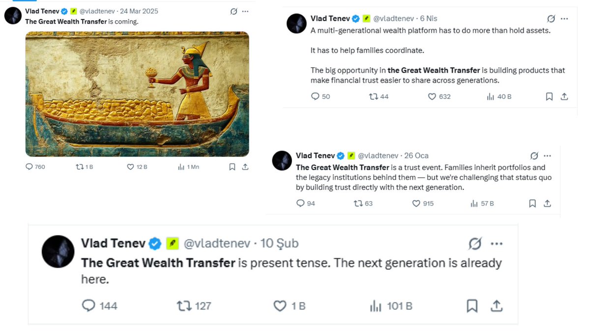 DaftPnuk's tweet photo. Robinhood CEO Vlad keeps talking about "The Great Wealth Transfer" He tweeted about it dozens of times check it out here: https://t.co/FHHwLvfYvA

I think this fits perfectly with Robinhood's philosophy: take from the rich and give to the poor. I am going to deploy &amp; pay the dex. https://t.co/ICKdFnnXv2