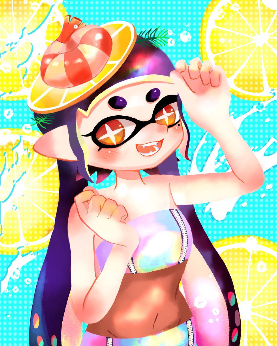 angelshark0808's tweet photo. 大海さん（@OhmiBigSea )の線画お借りして塗らせてもらいました！サマーフェスのアオリちゃん可愛過ぎます✨線画が綺麗過ぎて感動しました！ https://t.co/O5nU7YhCL0