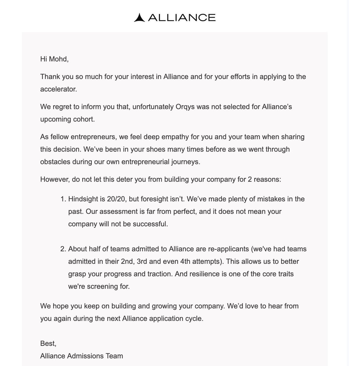 okzaid's tweet photo. had our interview with @alliance accelerator but didn’t get in this time
regardless, we’ll keep building!! https://t.co/uKhVqv72GI