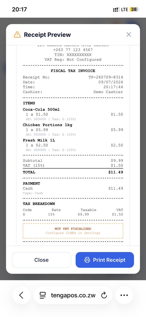 Munyah_Wacho's tweet photo. I wanted to release this App in March but kept getting delayed, 4 months it’s now ready to use.

This is a cloud based but offline first Point of Sale system (POS) built for SMEs but can be scaled even for chain supermarkets. Traditional POS terminals are a bit pricy for tuckshops, small shops and new businesses in Retail.

For only $200 once off, you can get a capable full and portable POS terminal that you can even manage remotely, tracking your shop remotely. It also supports multiple branches. No need for a swipe machine, you can activate Paynow (pre-built & pre-configured) to accept Ecocash, Innbucks, OneMoney and Zipit.

The package comes with a 10 inch Mufasa Android Tablet, Mufasa Portable Bluetooth Thermal Printer, Mufasa Tablet Stand and the Software. It also comes with optional ZIMRA Virtual Fiscal Device + an Accountant with Zimra experience to help you setup.

Packages are also available for those with own hardware who just want the software, we also have bigger plans with bigger Tablets + wireless mouse and keyboard. Kindly visit https://t.co/jTJs2LMBvC to experience the demo. When registered, you can create accounts for Shop Manager, Supervisor, Cashier and Shop Assistant under you.

For inquiries:

📱: 0773 909 307
📍: Shop C3, Cyrus Building, Mbuya Nehanda and Speke. Ask for Griezmann or Oskid