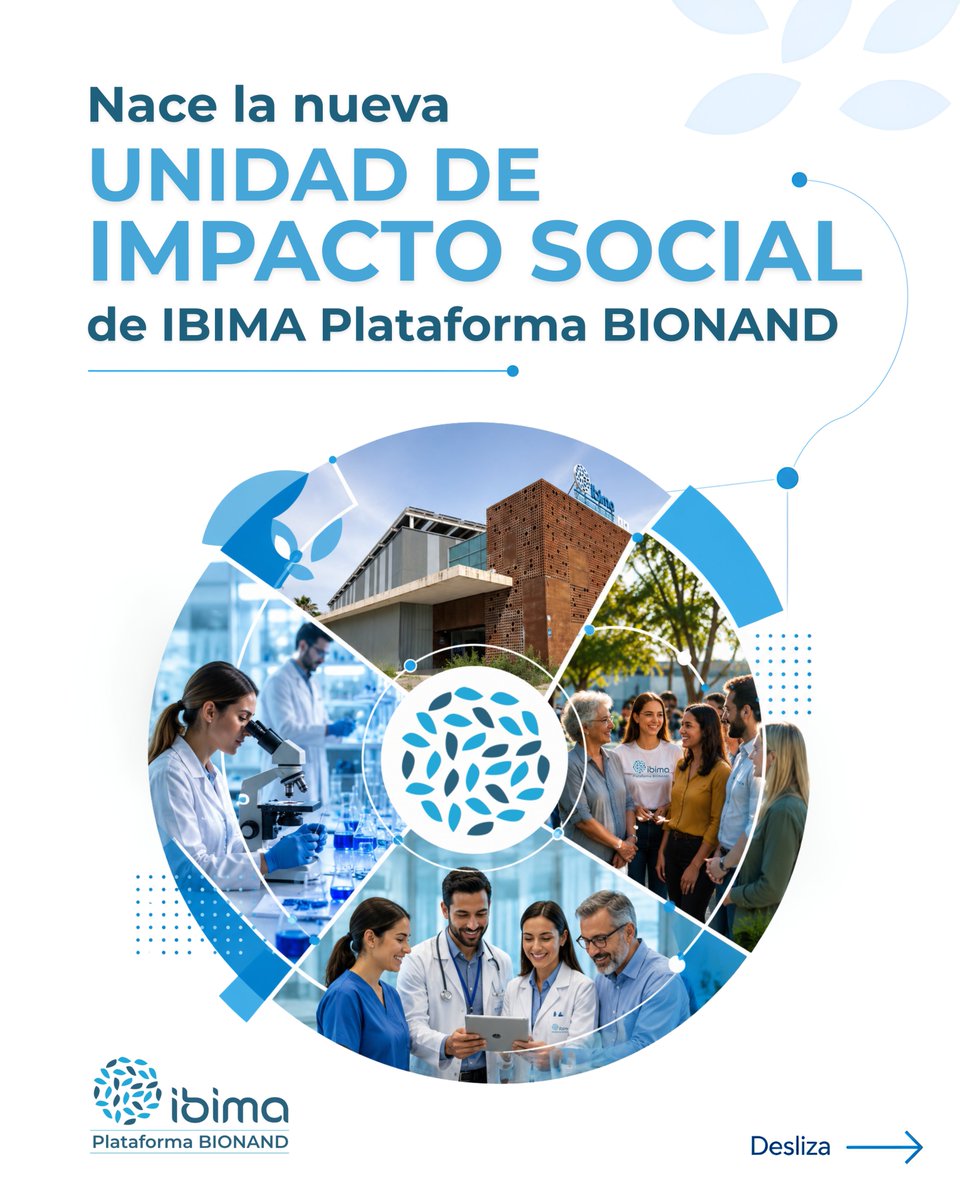 _ibima's tweet photo. Tras presentar ayer ante los medios la nueva Unidad de #ImpactoSocial (#UIS) de #IBIMA, hoy os damos las claves de su hoja de ruta. 🧬🚀
¿El objetivo? Conectar de forma real la #ciencia con los #ciudadanos, #pacientes e #instituciones.
¡Ciencia con #alma! 💙🔬
🧵👇 https://t.co/EzOTBYjwKm