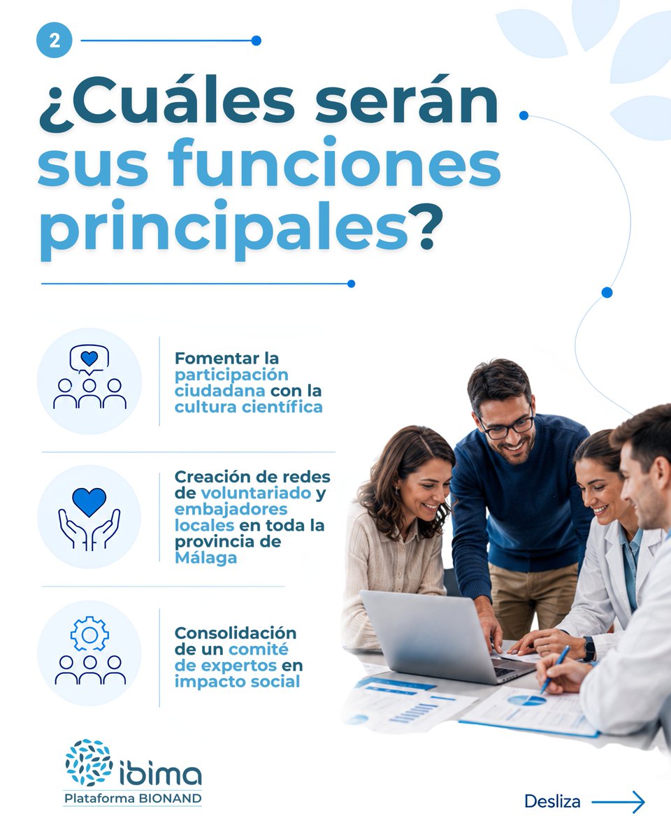 _ibima's tweet photo. Tras presentar ayer ante los medios la nueva Unidad de #ImpactoSocial (#UIS) de #IBIMA, hoy os damos las claves de su hoja de ruta. 🧬🚀
¿El objetivo? Conectar de forma real la #ciencia con los #ciudadanos, #pacientes e #instituciones.
¡Ciencia con #alma! 💙🔬
🧵👇 https://t.co/EzOTBYjwKm