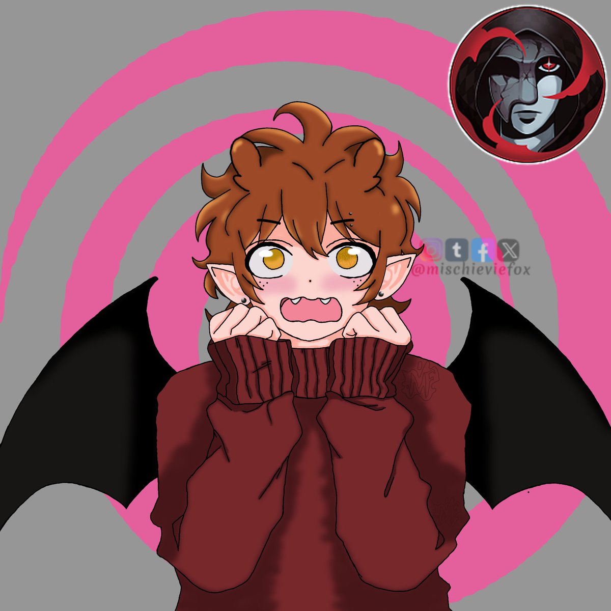 mischieviefox's tweet photo. Hehehehe you've been attacked @xNeonKnight . I hope you like it. I also got a little story that goes with it. He's wearing Stanford's sweater. And his reaction is to seeing him shirtless.
Character:Orion
#vampire #vampireoc #gravityfalloc #artfight2026 #artfight https://t.co/0YEcrPAIR3