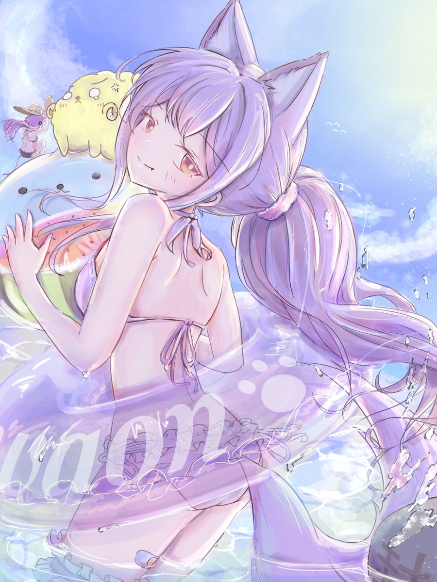 yurorofuwa's tweet photo. うちのこEnjoying summer🐺🌴
#oc #うちのこ https://t.co/hhTUJblHYa