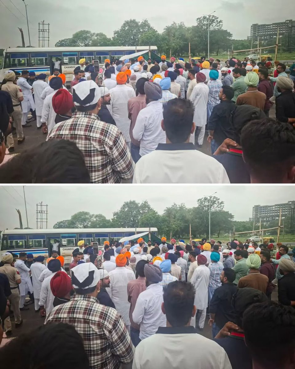 Akali_Dal_'s tweet photo. 👉ਅੱਜ ਯੂਥ ਅਕਾਲੀ ਦਲ ਅਤੇ SOI ਵੱਲੋਂ ਗੁਰਦੁਆਰਾ ਸ੍ਰੀ ਅੰਬ ਸਾਹਿਬ ਤੋਂ ਪੰਜਾਬ ਅਧੀਨ ਸੇਵਾਵਾਂ ਚੋਣ ਬੋਰਡ (PSSSB) ਦੇ ਦਫ਼ਤਰ ਤੱਕ ਗੁਰੂ ਦੋਖੀ ਭਗਵੰਤ ਮਾਨ ਸਰਕਾਰ ਖ਼ਿਲਾਫ਼ ਰੋਸ ਪ੍ਰਦਰਸ਼ਨ ਕੀਤਾ ਗਿਆ।

👉PSSSB ਐਕਸਾਈਜ਼ ਇੰਸਪੈਕਟਰ ਭਰਤੀ ਵਿੱਚ ਸਾਹਮਣੇ ਆਈਆਂ ਕਥਿਤ ਬੇਨਿਯਮੀਆਂ, ਖਾਮੀਆਂ ਅਤੇ ਪਾਰਦਰਸ਼ਤਾ ਦੀ ਘਾਟ ਨੇ ਗੁਰੂ ਦੋਖੀ ਭਗਵੰਤ ਮਾਨ ਨੇ ਪੰਜਾਬ ਦੇ ਨੌਜਵਾਨਾਂ ਦਾ ਭਰੋਸਾ ਤੋੜਿਆ ਹੈ। ਉਮੀਦਵਾਰਾਂ ਦੀਆਂ ਸ਼ਿਕਾਇਤਾਂ ਨੂੰ ਅਣਡਿੱਠਾ ਕਰਨਾ ਨੌਜਵਾਨਾਂ ਦੇ ਭਵਿੱਖ ਨਾਲ ਖਿਲਵਾੜ ਹੈ।

👉ਅਸੀਂ ਮੰਗ ਕਰਦੇ ਹਾਂ ਕਿ ਇਸ ਪੂਰੇ ਮਾਮਲੇ ਦੀ ਨਿਰਪੱਖ ਜਾਂਚ ਕਰਵਾ ਕੇ ਦੋਸ਼ੀਆਂ ਖ਼ਿਲਾਫ਼ ਸਖ਼ਤ ਕਾਰਵਾਈ ਕੀਤੀ ਜ��ਵੇ ਅਤੇ ਯੋਗਤਾ ਦੇ ਆਧਾਰ 'ਤੇ ਪਾਰਦਰਸ਼ੀ ਭਰਤੀ ਯਕੀਨੀ ਬਣਾਈ ਜਾਵੇ।

#PSSSBScam #YouthAkaliDal