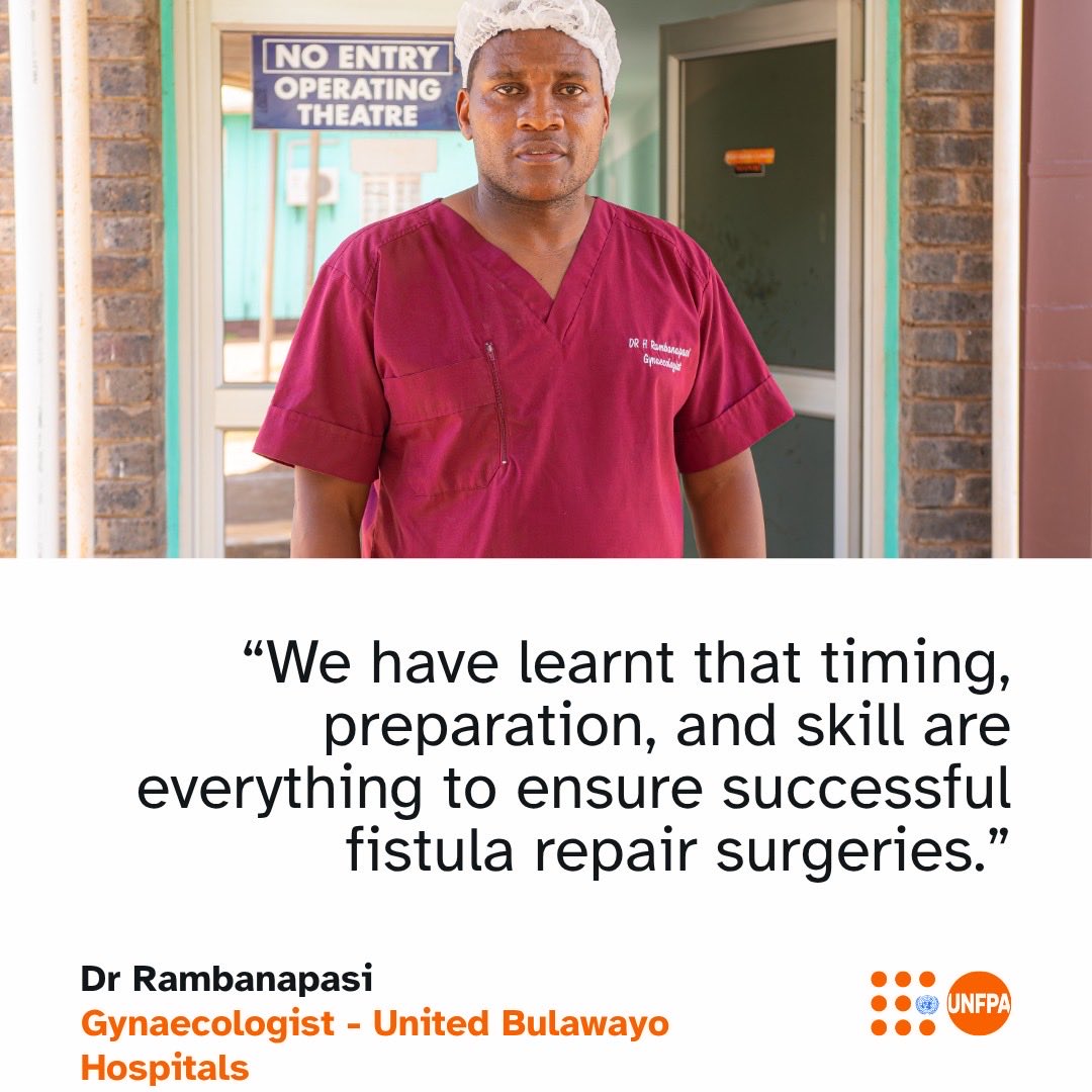 UNFPA_Zimbabwe's tweet photo. Every successful fistula repair is more than a surgery - it is the restoration of health, dignity, and hope.

At least 50 women have regained their health and dignity after undergoing obstetric fistula repair surgery at United Bulawayo Hospitals. 

Through the support of the Health Resilience Fund partners @euinzim @ukinzimbabwe @IrlEmbPretoria 
partners, UNFPA is helping women reclaim their lives and return to their families and communities with renewed hope.

Together with @MoHCCZim and our partners we remain committed to ending obstetric fistula through prevention, timely treatment, and survivor reintegration - ensuring that no woman is left behind.

#EndFistula #LeaveNoOneBehind #SRHR #HealthResilienceFund