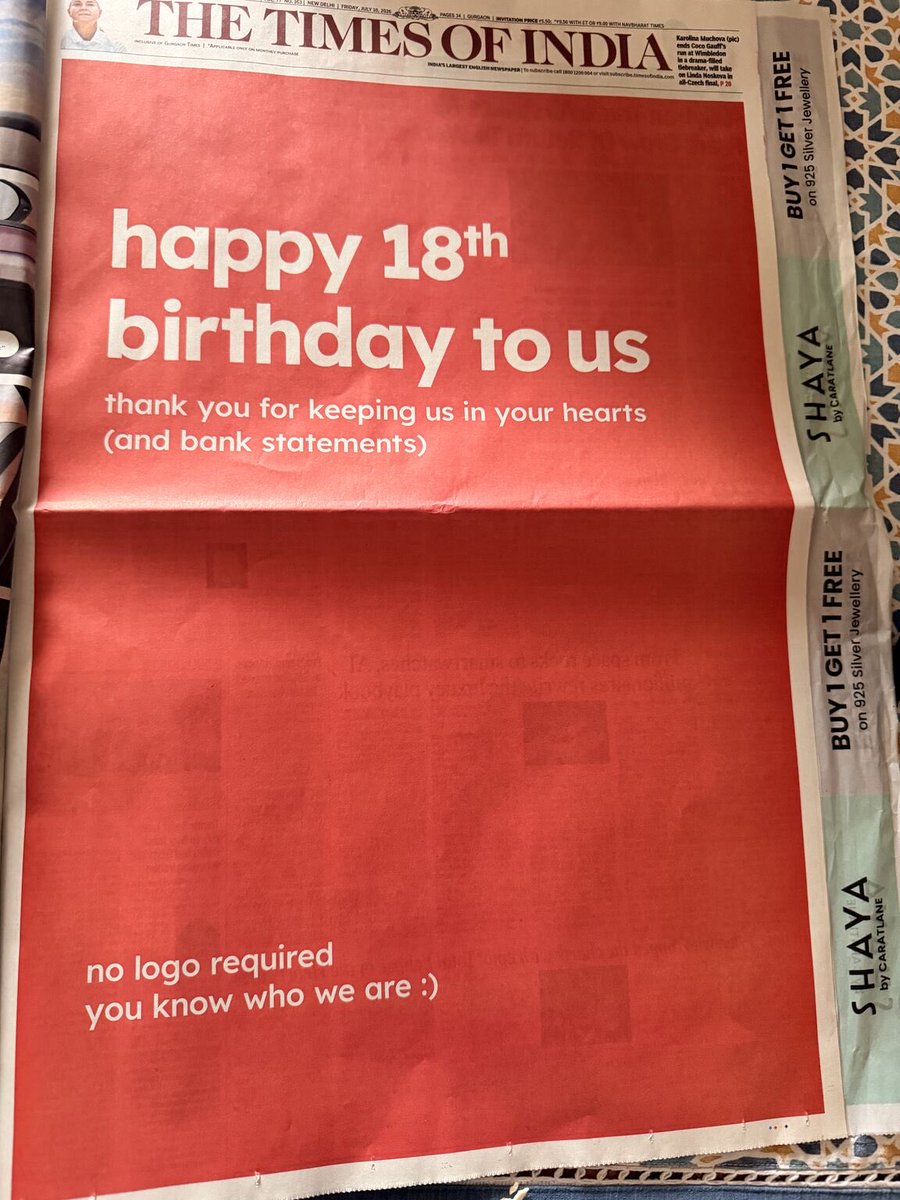 ShivamUotbox's tweet photo. ✅ YEH KYA KIYA ? Isme logo kaha hai ? are paise barbaad kar diye ad ke ☹️🤦‍♂️ 𝗡𝗼𝘄 𝘁𝗵𝗶𝘀 𝗶𝘀 𝘄𝗵𝗮𝘁 𝗠𝗮𝗿𝗸𝗲𝘁𝗶𝗻𝗴 𝗲𝘅𝗽𝗲𝗰𝘁𝘀 𝗳𝗿𝗼𝗺 𝗮 𝗰𝗼𝗺𝗽𝗮𝗻𝘆, 𝘁𝗵𝗲 𝗰𝗿𝗲𝗮𝘁𝗶𝘃𝗶𝘁𝘆, 𝘁𝗵𝗲 𝗰𝗮𝗹𝗶𝗯𝗲𝗿 and the risk.

#zomato #blinkit https://t.co/PffYl0UqjB