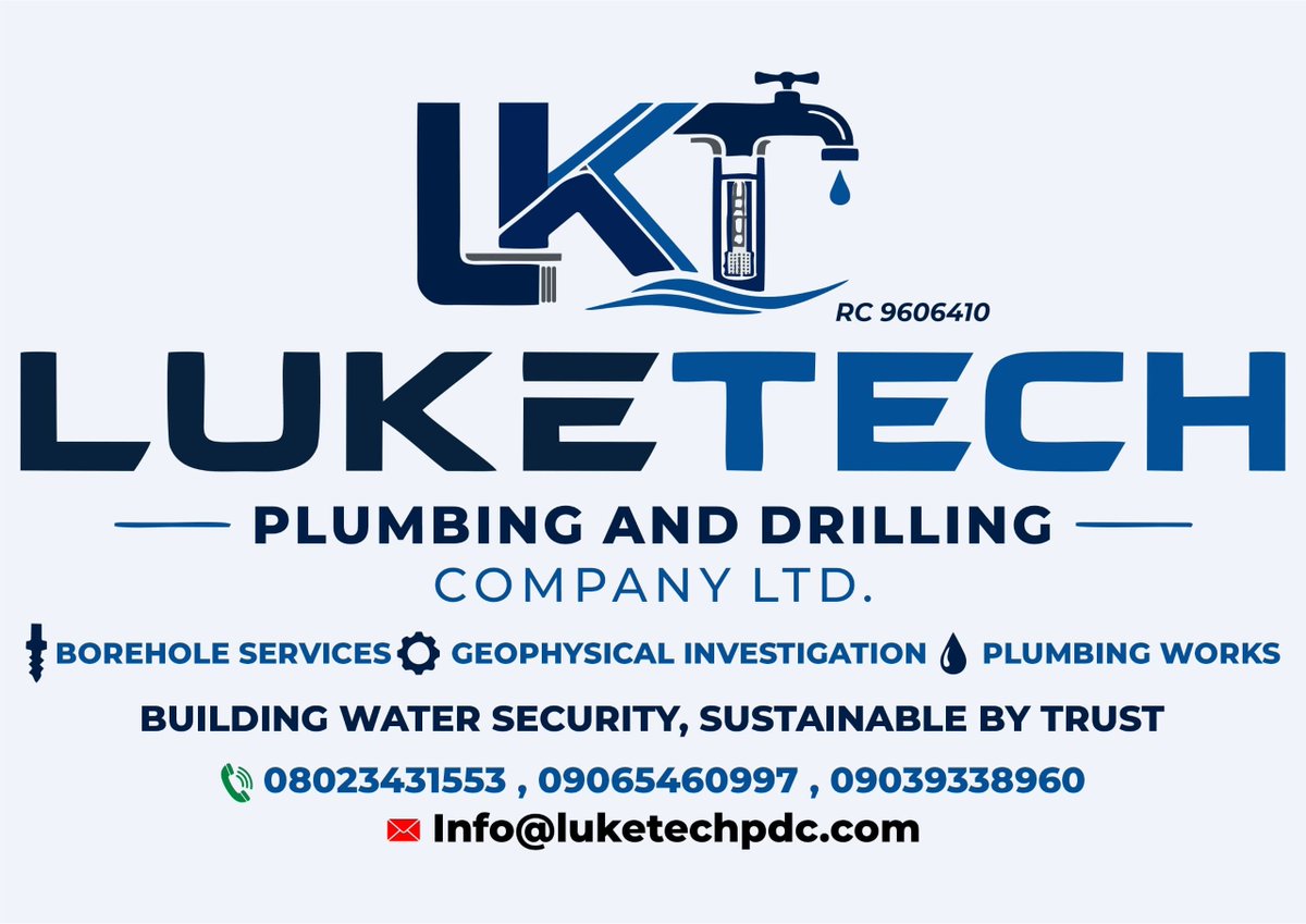 LuketechPDC's tweet photo. Every successful home, business, and community begins with something many people take for granted - reliable access to water.
At Luketech Plumbing &amp; Drilling Company Ltd., we believe every project is more than pipes, pumps, or boreholes. It's about creating systems people can https://t.co/SATmTdMbBS