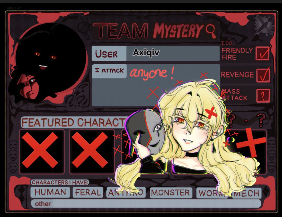 Axiqiv's tweet photo. My new artfight card is here ! https://t.co/CRRK0xVZ5Q