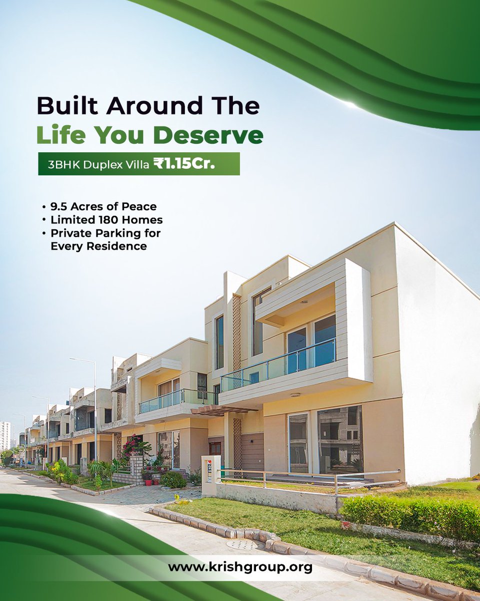 KrishGroupOrg's tweet photo. Step into a 3BHK Duplex Villa that blends modern architecture with peaceful, green surroundings — only by Krish Group.
✅ 3BHK Duplex Villa — ₹1.15 Cr.
✅ Spread across 9.5 Acres of Peace

📞 Contact: 9870243666

#KrishGroup #DuplexVilla #LuxuryLiving #ExclusiveHomes https://t.co/TsZbfGvWp8