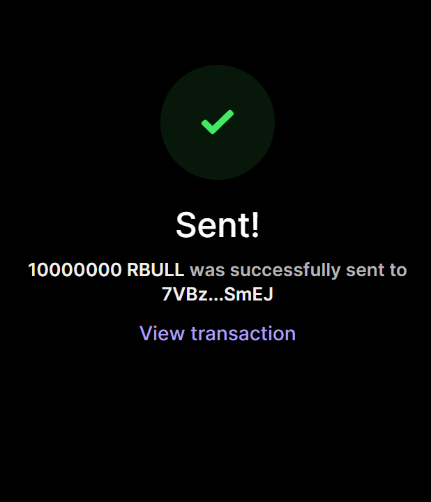 RobinBullSolana's tweet photo. ✅ Purchase of  10 MILLION $RBULL completed for 1 $SOL

1 $SOL = 10,000,000 $RBULL

Buy On $RBULL ON X 
Send between 0.2 SOL and 10 SOL to: RBU1SkSjGWRokv8QAcv85sWFGhTg6YQDVJRejHif9Yy

1 SOL = 10M $RBULL
5 SOL = 100M $RBULL 

Retweet &amp; Drop SOL Address https://t.co/cPydmh065o