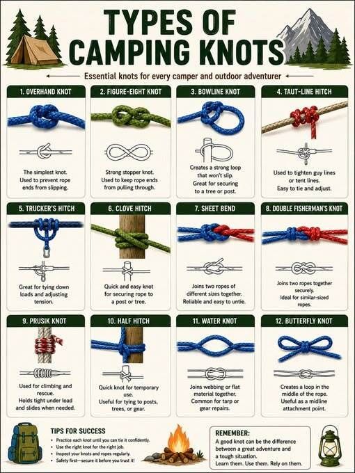 Worth_Knowin's tweet photo. Types of Camping Knots . https://t.co/BpKwuyAMkI
