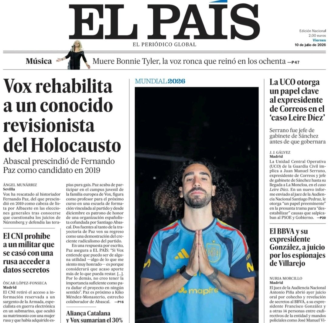 DesdelAtlantico's tweet photo. LO PAÍS dedica la PRINCIPAL noticia de su portada, no al caso de la fontanera, sino a que el historiador @FernandoPazDice ha dado un curso de verano sobre Historia.
¡¡¡sobre Historia!!!.
https://t.co/yvximDPotF https://t.co/cheI8Z3R87