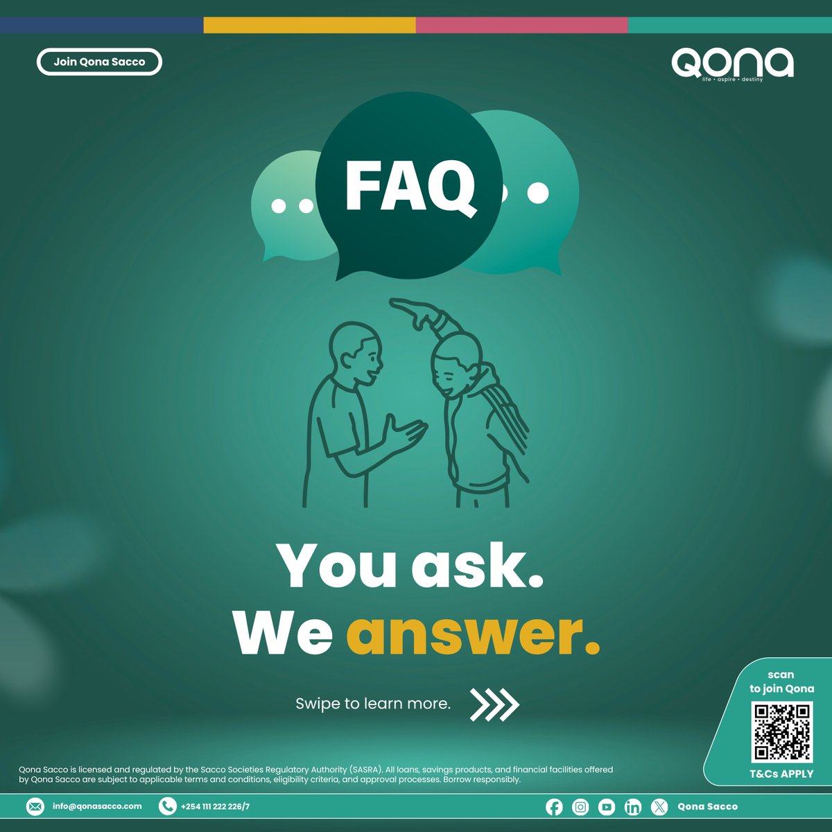 qonasacco's tweet photo. Have questions? Let's clear them up.
We're making your Qona SACCO journey easier by answering the questions that matter most.
Swipe through for quick answers, save this post, and share it with someone who needs it.
#QonaSacco
#DidYouKnow
#FAQ
#FinancialLiteracy
#MemberFirst https://t.co/PbmPlXl75D