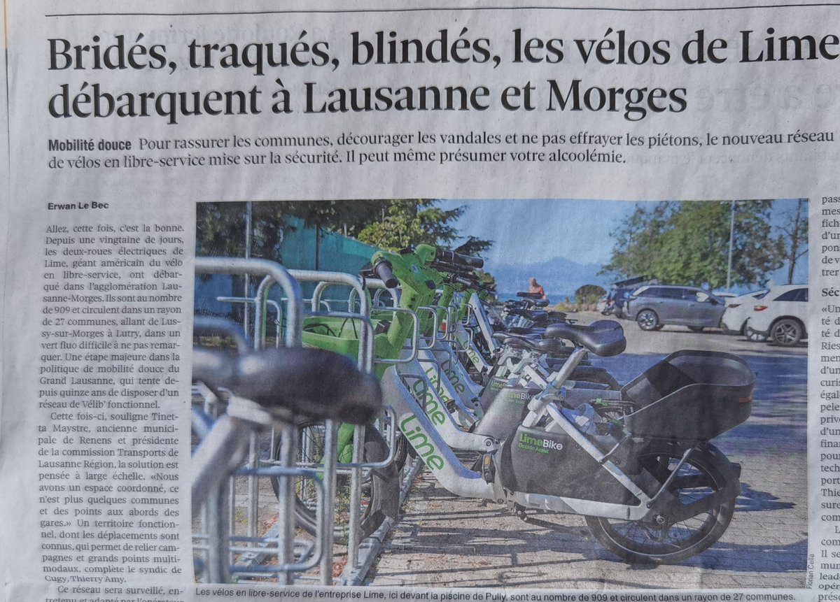 Swissresist's tweet photo. Mobilité douce face à l'enrichissement cultuel & mur de la réalité à boboland: Les vélos en libre service🇨🇭 doivent être adaptés pour faire aux déprédations endémiques comme partout en 🇪🇺....tiens comme c'est bizarre 🤡 

Les nouveaux vélos 🇺🇸 en libre service en 🇨🇭 ont été conçus pour résister aux déprédations les plus courantes 🤡 grâce à double cadenas à l’arrière, des freins automatisé et un pistage permanent. 

PubliBike, opérateur dans l’agglomération jusqu’à ce que sa concession ne soit pas re-nouvelée l’an dernier, avait souffert de vagues d’incivilités.🤡 

Depuis le printemps 2026, Lime🇺🇸 déploie 900 vélos électriques dans 27 communes des régions de Lausanne et Morges (y compris les campus UNIL et EPFL).