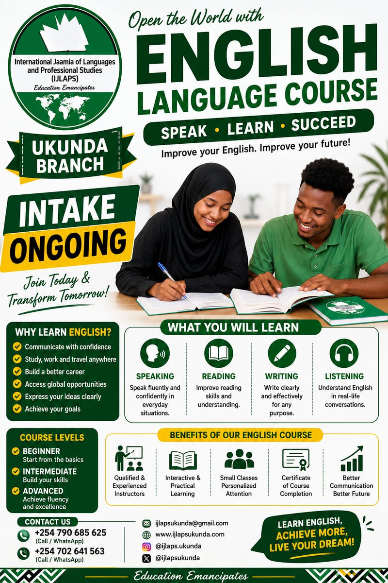 ijlapsukunda's tweet photo. Do you want to master English or sharpen your linguistic abilities? IJLAPS UKUNDA offers you that opportunity at affordable price besides condusive environment! Register and enroll to start today. All are welcomed!! https://t.co/PCiUj3TZZU