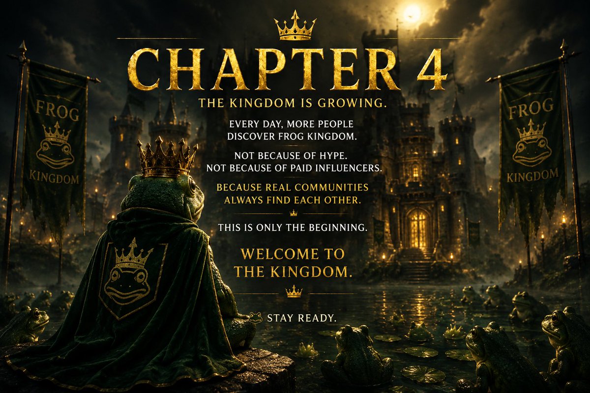 FrogOnSol2026's tweet photo. 📖 CHAPTER 4

The Kingdom keeps growing.

No fake hype.
No shortcuts.
Just a community building something real.

This is only the beginning. 👑🐸

💬 TG: https://t.co/6HnpolQncq https://t.co/FUugiLMMF4