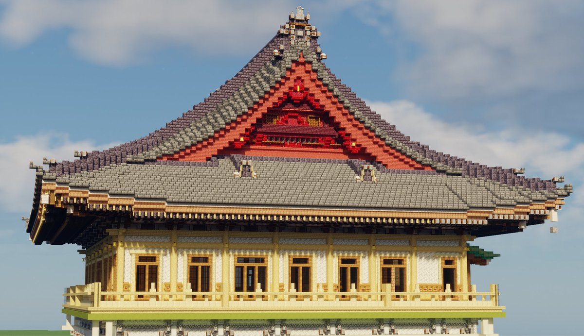 Kamamoto2000's tweet photo. 「奉建本堂一宇」
真宗大谷派〜東本願寺関東別院〜本堂
立地：中国大連に現存
昭和六年起工〜八年落慶
マイクラでは只今建設中...

#マイクラ #Minecraft #マイクラ建築 https://t.co/n8vvG676u5