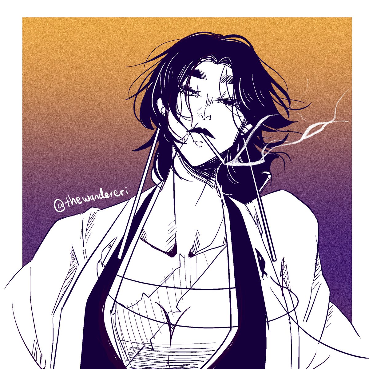 TheWandereri's tweet photo. More hell arc Taukiko before bed— as I was drawing her I realized her haircut and Rangiku’s are weirdly similar! They're besties so I guess it makes sense they both joined the “my white haired husband is dead I guess I'm stuck with this black haired guy” club 
#bleachoc https://t.co/JsOsypQAMP