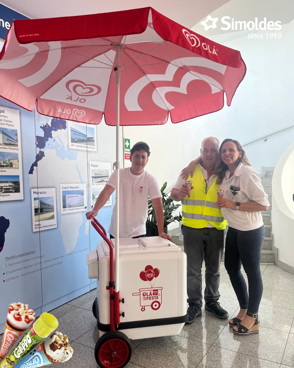 SimoldesGroup's tweet photo. 🍦 Summer has arrived... and so have the ice creams!
In partnership with OLÁ, we once again celebrated the season with a refreshing treat for our employees. A simple gesture, a well-deserved break, and plenty of smiles to make summer even better. ☀️🍧 #Simoldes https://t.co/KISKoB5CNO