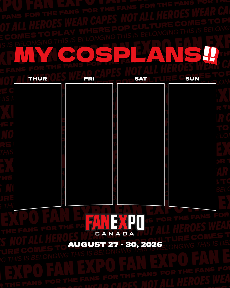 FANEXPOCANADA's tweet photo. Cosplans locked in yet? 🧵 The countdown to FAN EXPO Canada is on. Tag @FANEXPOCanada and show us what you’re wearing to the show.
Get the template: https://t.co/OlcoBGdoLW
#Cosplay #Toronto #TorontoEvents #FANEXPOCanada https://t.co/PyAm3oh9uW