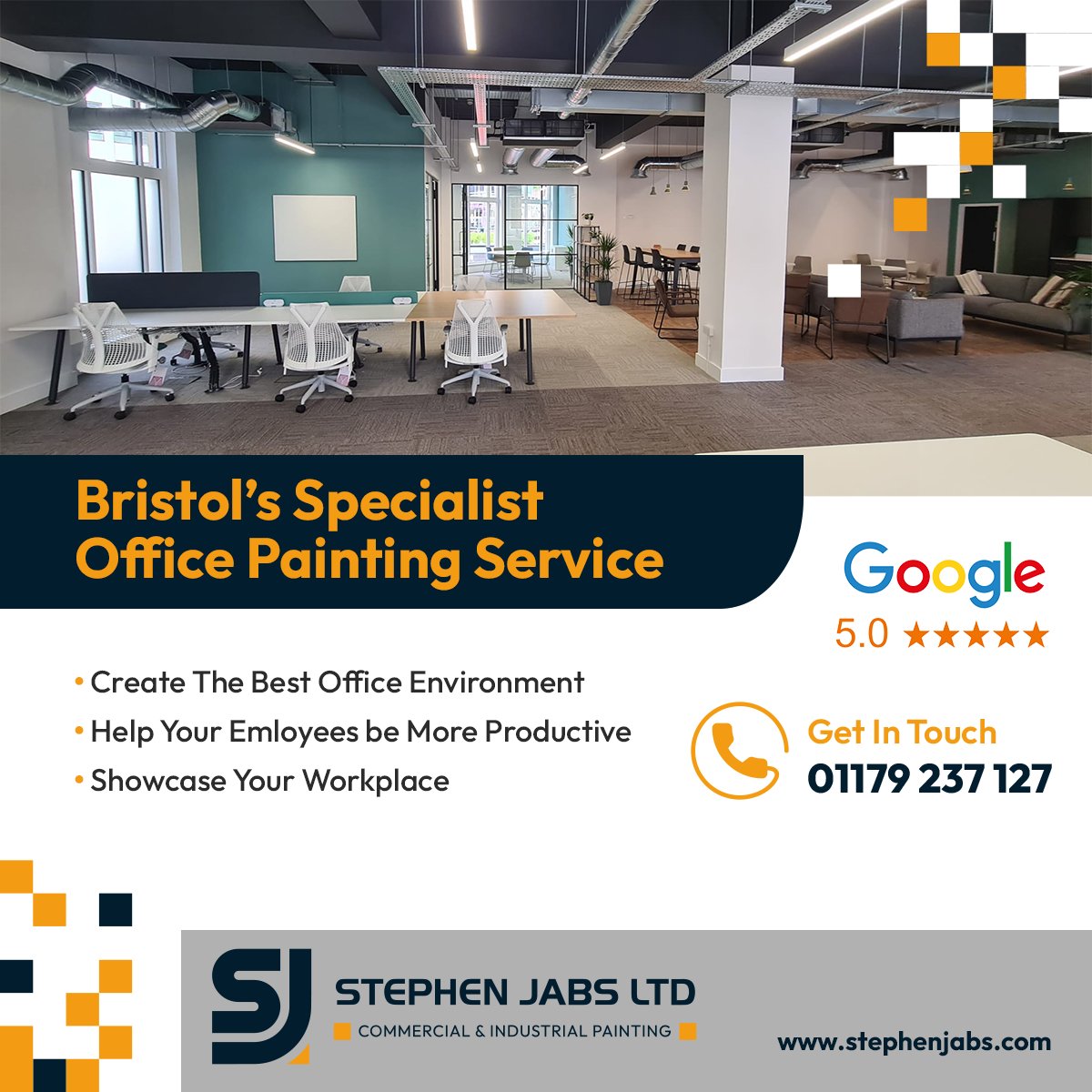 stephenjabsltd's tweet photo. Your office says a lot about your business. A professional paint finish can create a better working environment, boost productivity, and leave a lasting impression on clients. For specialist office painting, trust Stephen Jabs Ltd.

#OfficePainting https://t.co/FVEYFyqaA6