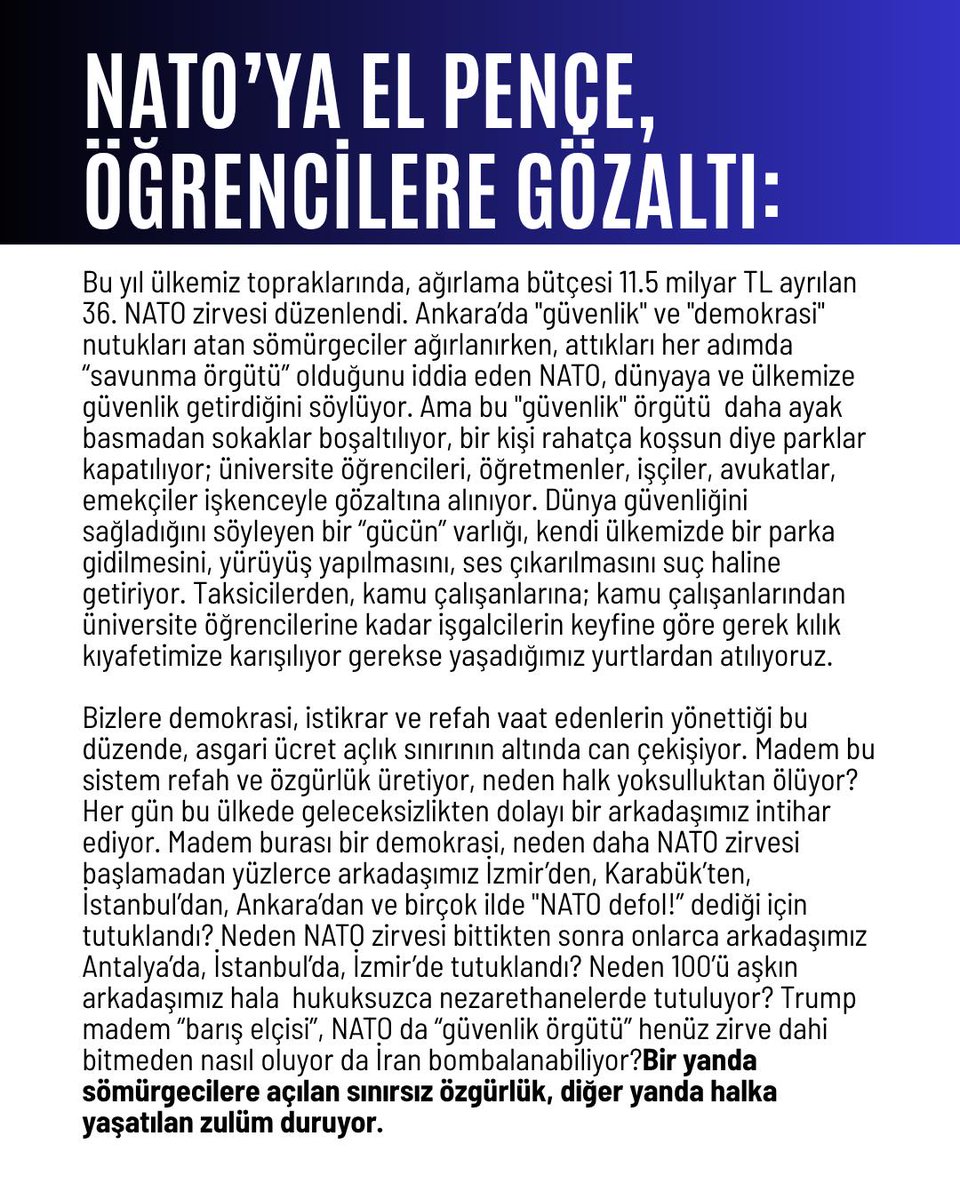 inisiyatifistan's tweet photo. Gençliğin anti-emperyalist mücadelesi kriminalize edilemez.

Arkadaşlarımız derhal serbest bırakılsın! https://t.co/DsdstdcOHl