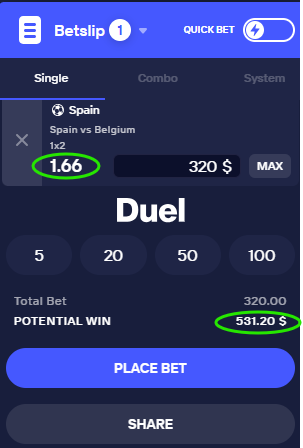 VISHESHMY1's tweet photo. @wxrldofbeauty bro on duel the same spain bet is paying 581$ 😭 this is only 528. you should switch https://t.co/tNyj28HX3X