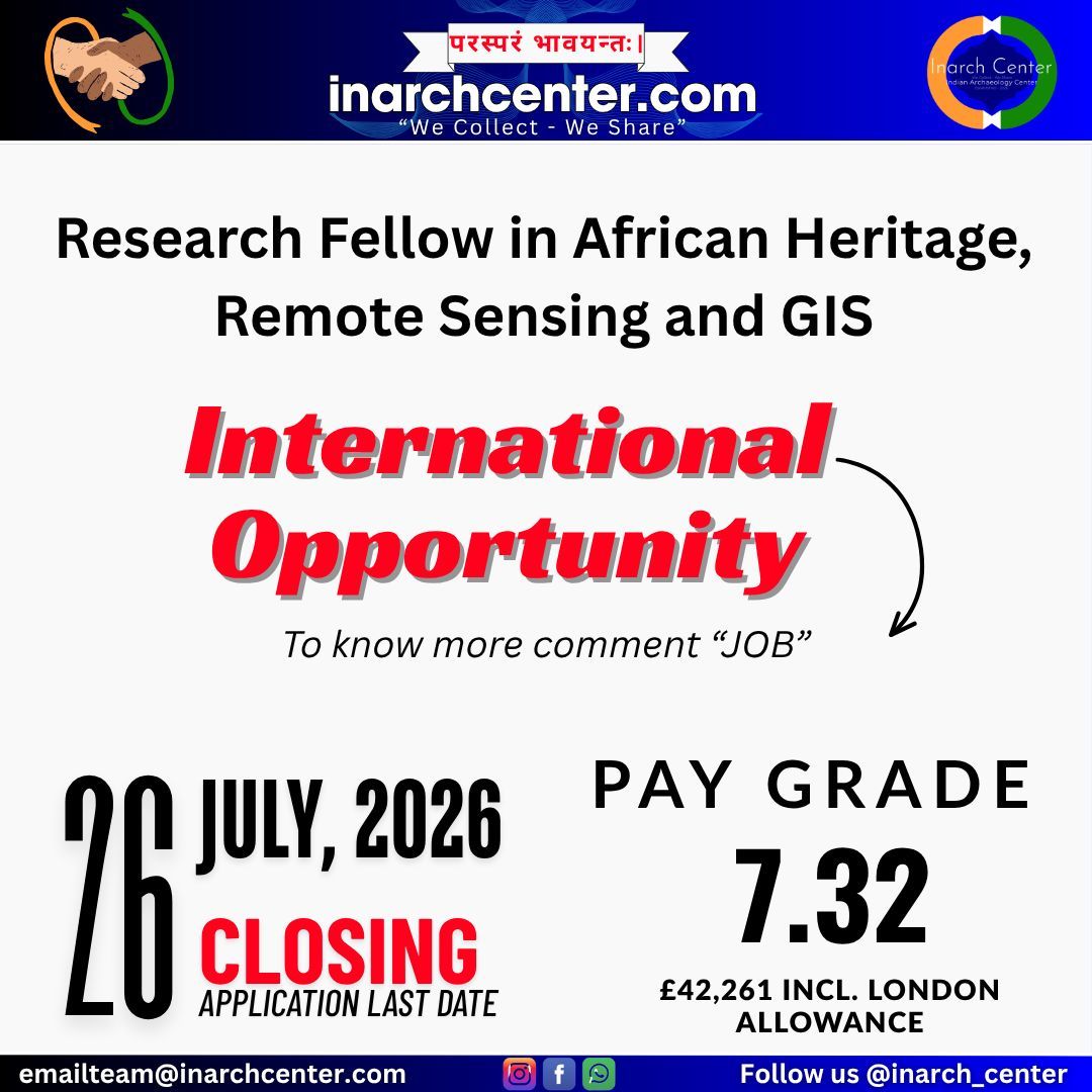 inarchcenter's tweet photo. To know more Comment "JOB". Job Vacancy: Research Fellow in African Heritage, Remote Sensing and GIS. The UCL Institute of Archaeology currently has a vacancy for a Research Fellow in African Heritage, Remote Sensing and GIS (Ref: B03-03159). 
https://t.co/953Mgb1uWF https://t.co/dsjjnchk0F