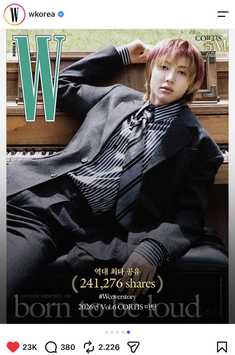 MARTINGLOBAL_'s tweet photo. 260710 | MARTIN DATA

With 241,276 shares, Martin’s collaboration with Saint Laurent has propelled the Instagram post to become W Korea’s most-shared post of all time.

#MARTIN #마틴 https://t.co/46YZ0ubw6r