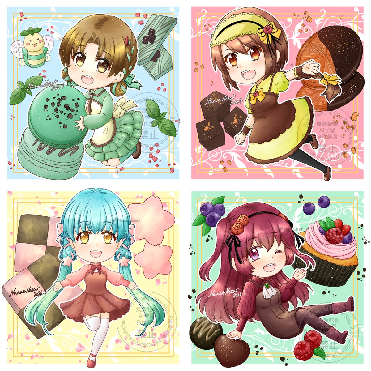 Noza_Leaf's tweet photo. #2026年自分が選ぶ今年上半期の４枚
4枚目のデフォルメ4人はセットってことで…！今年入ってからこれくらいしか描けてないのですが、どれもお気に入りです(*´▽｀*) https://t.co/wFxRsHb7QY
