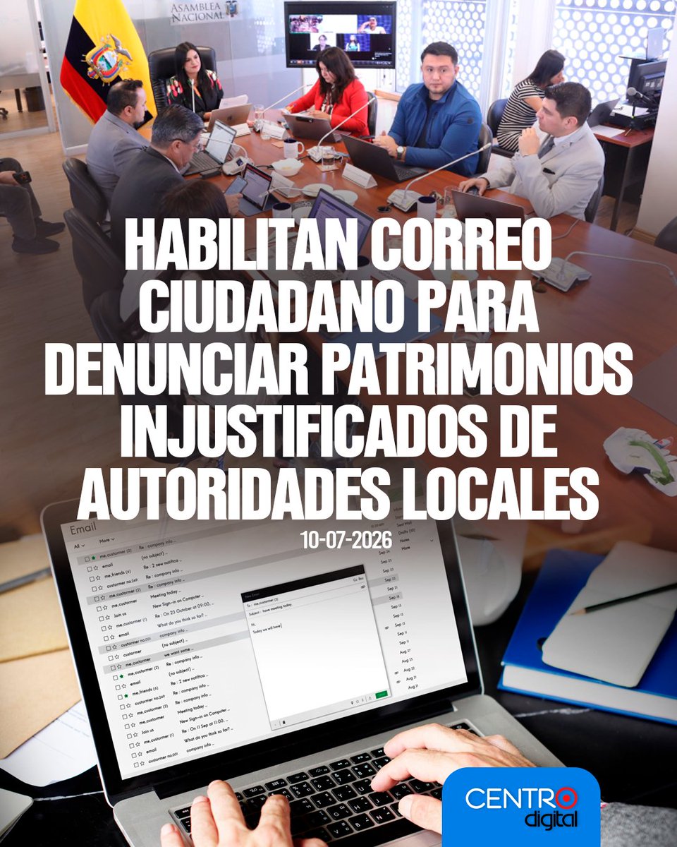 radiocentroec's tweet photo. #ATENCION | La Asamblea Nacional activó el correo gadtransparente@asambleanacional.gob.ec para recibir denuncias ciudadanas sobre patrimonios injustificados de alcaldes y prefectos. Este mecanismo apoya la fiscalización al tercio de autoridades seccionales bajo sospecha, tras detectarse anomalías como el alza del 74% en ingresos en el caso de Machala.

Los detalles➡️  https://t.co/jw6N6ciTIE