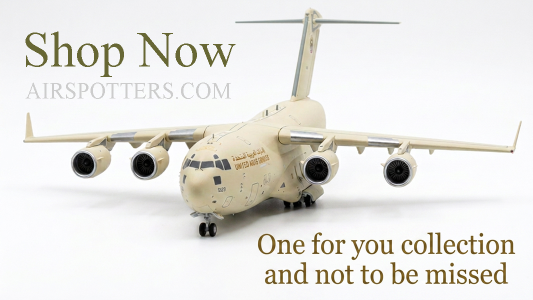Airspotters's tweet photo. The desert camo livery on this UAE Air Force C-17 Globemaster III is next level! 🔥 Meticulously detailed 1:200 scale diecast model by Gemini200.

Definitely one for your collection and not to be missed. ✈️👇

🛒 Shop now: https://t.co/YeqDDgf92V

#AvGeek #Diecast #Gemini200 #C17 #MilitaryPlanes