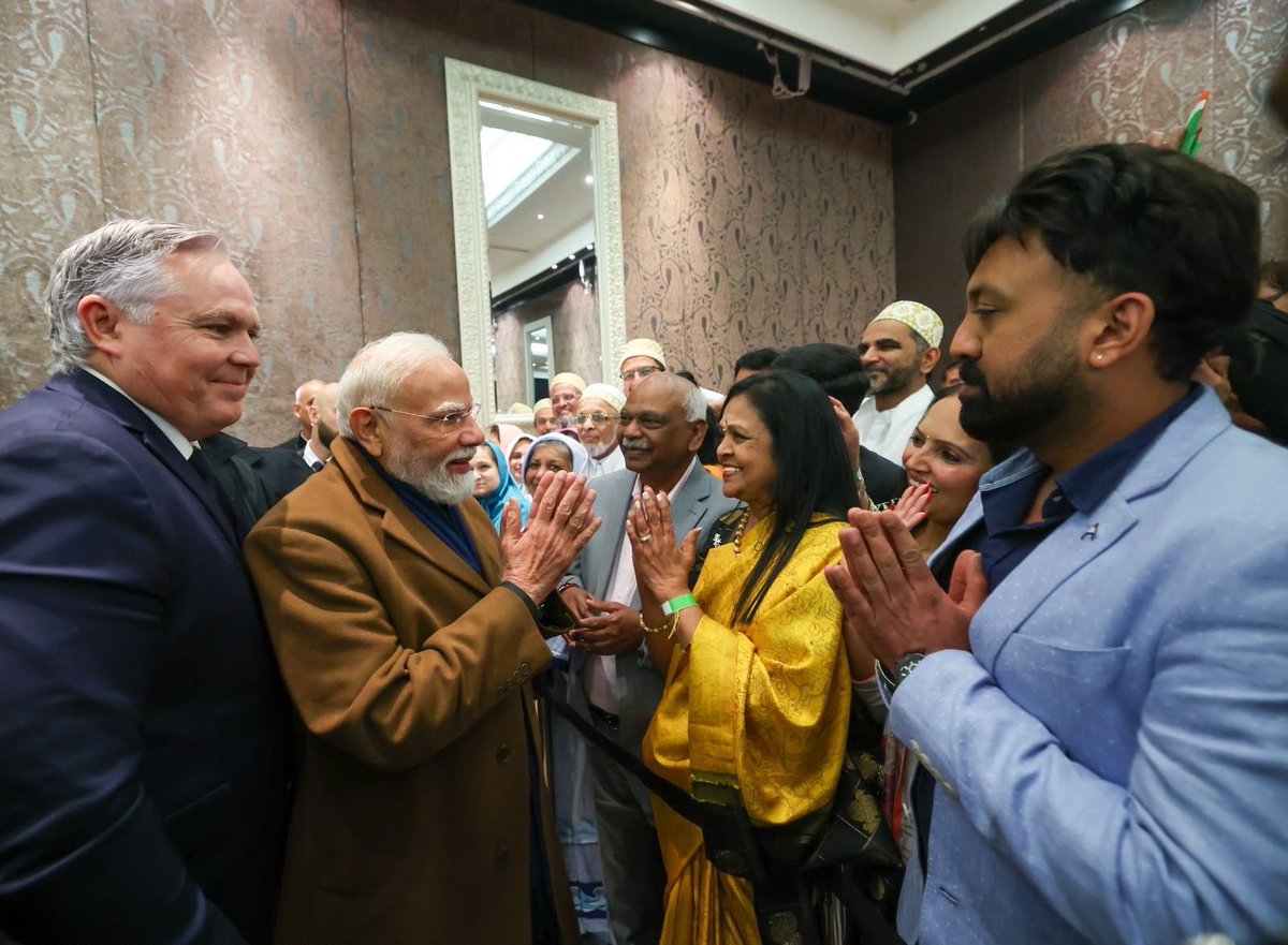 narendramodi's tweet photo. The love and affection of the New Zealand's Indian community touched me deeply. They have waited four decades for the visit of an Indian Prime Minister and their extraordinary enthusiasm and warmth were visible today. Their bond with India remains unwavering. https://t.co/7wk2vhNAbi