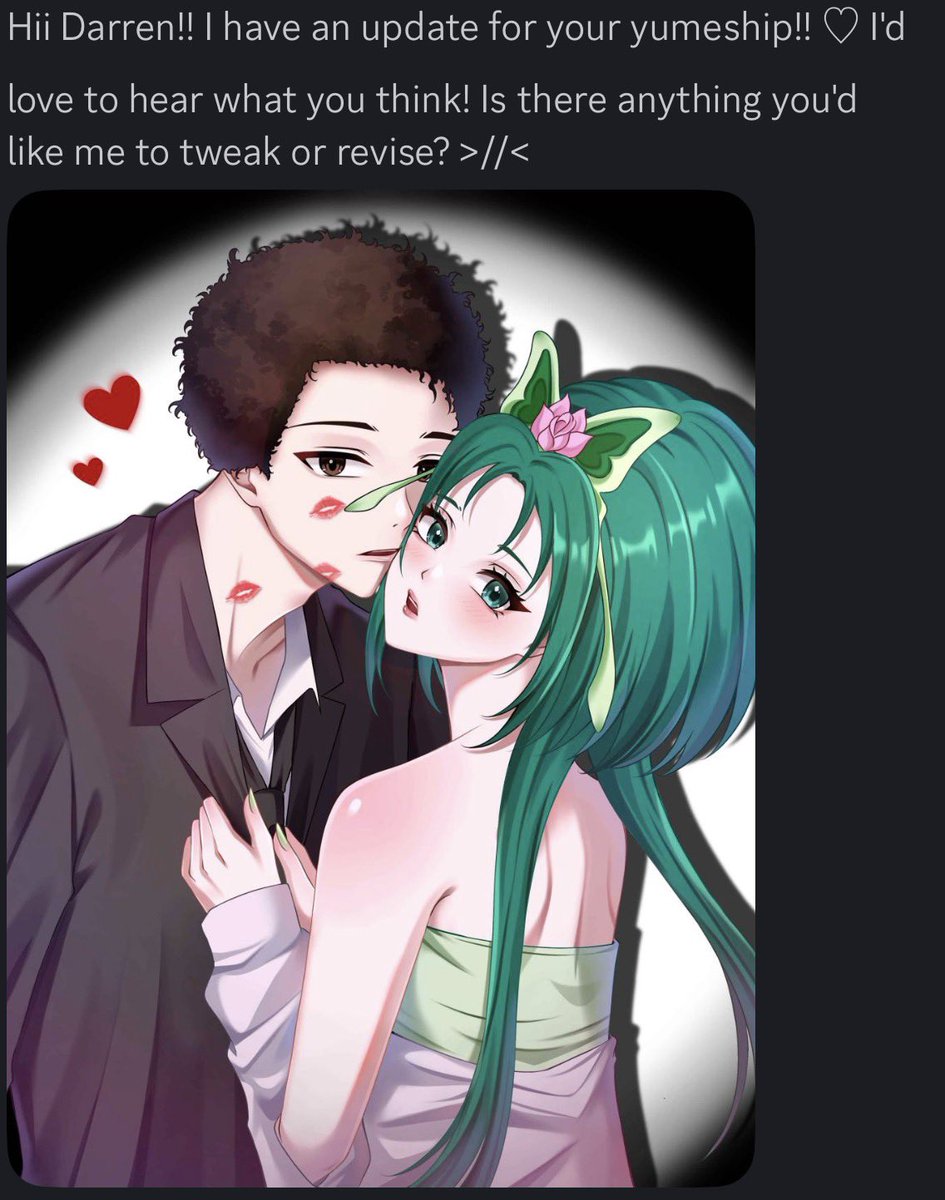 darrmachi2's tweet photo. Imagine giving a reference to your black sona for a yumeship art and the artist decides to completely whitewash entirely https://t.co/Pj35mpTNu7