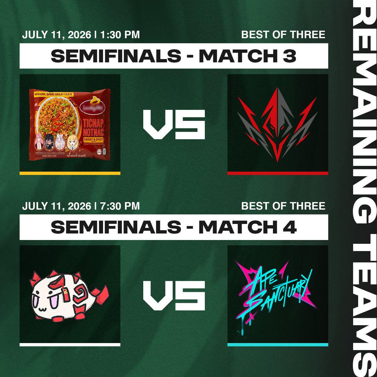 VirtualTuberos's tweet photo. Semifinals are here! 🩷

We are down to the final four as they battle it out for a spot in the Grand Finals. Best of luck to all teams, we'll see you on stream!

#VTENOpenSeries #VALORANT #VTuberEsports https://t.co/PKaKWXxdY2
