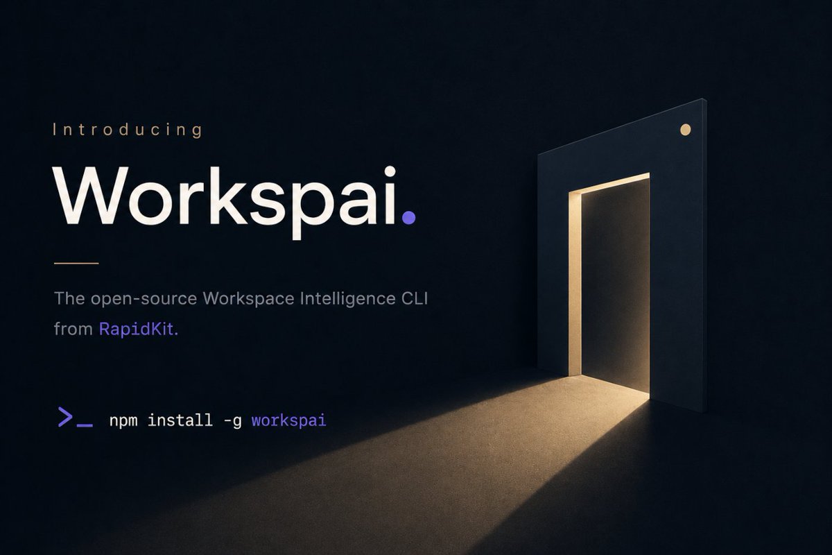 workspai_com's tweet photo. Introducing Workspai.

The RapidKit CLI is now Workspai.

Open-source Workspace Intelligence for Software Systems.

One workspace.
One truth.
Humans and AI aligned.